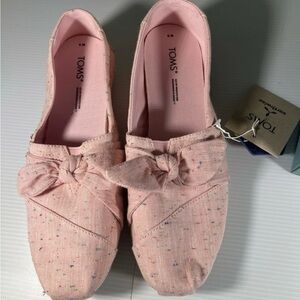 Toms Pink Knotted Bow Slip-On Flats